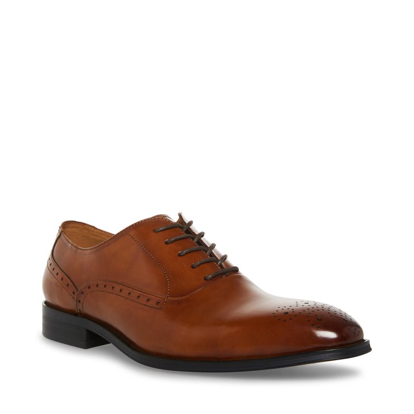 Brown Steve Madden Zate Leather Men's Derby Shoes | PH 7245VLA